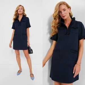 Pomander Place Navy Blue Tweed Ophelia Mini Dress S NWT Short Sleeves